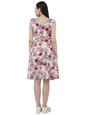 cream floral belted dress - 15228533 - Standard Image - 3