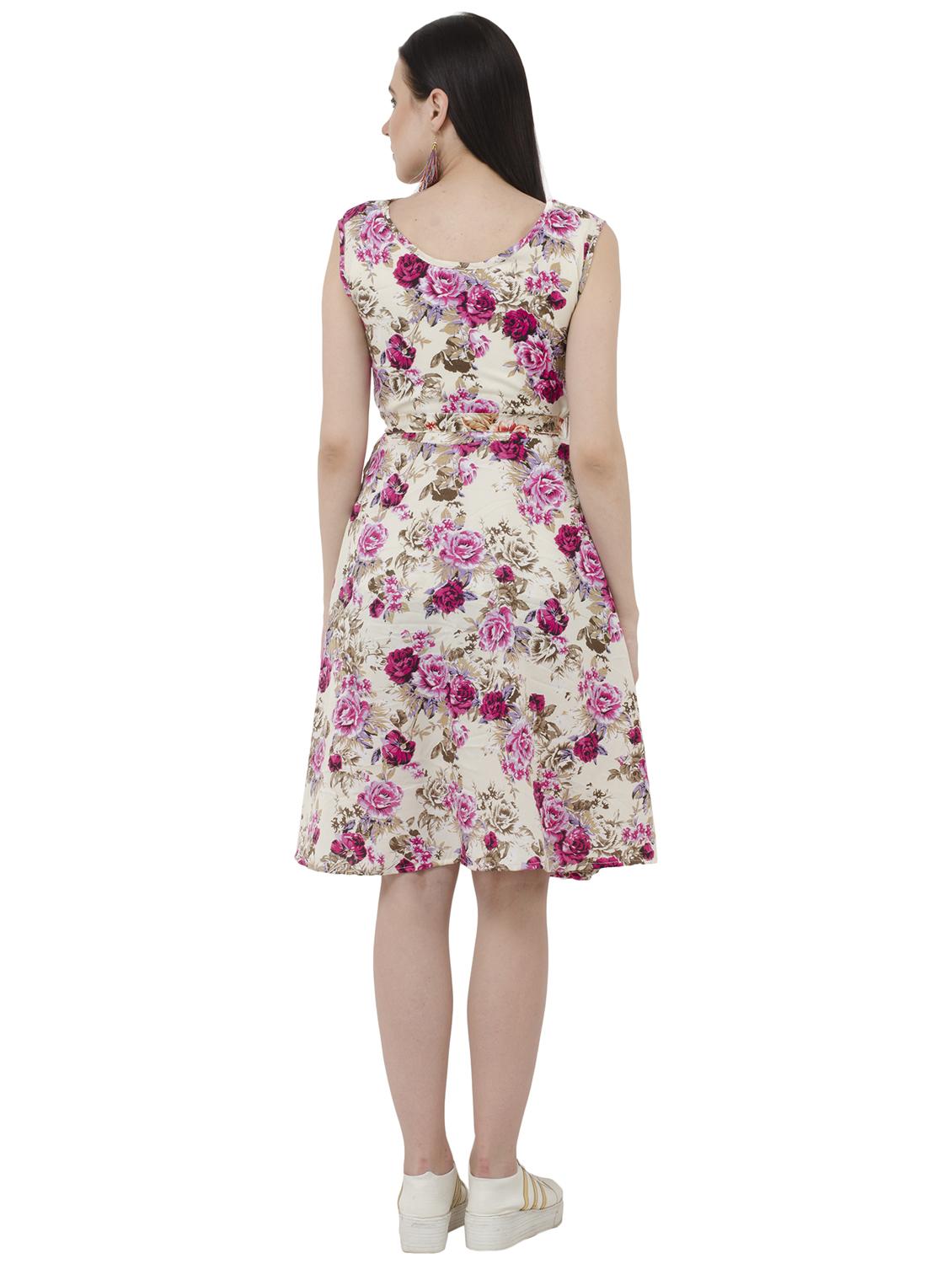 cream floral belted dress - 15228533 - Zoom Image - 3