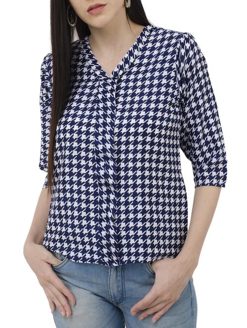blue houndstooth print top - 15228540 - Standard Image - 1