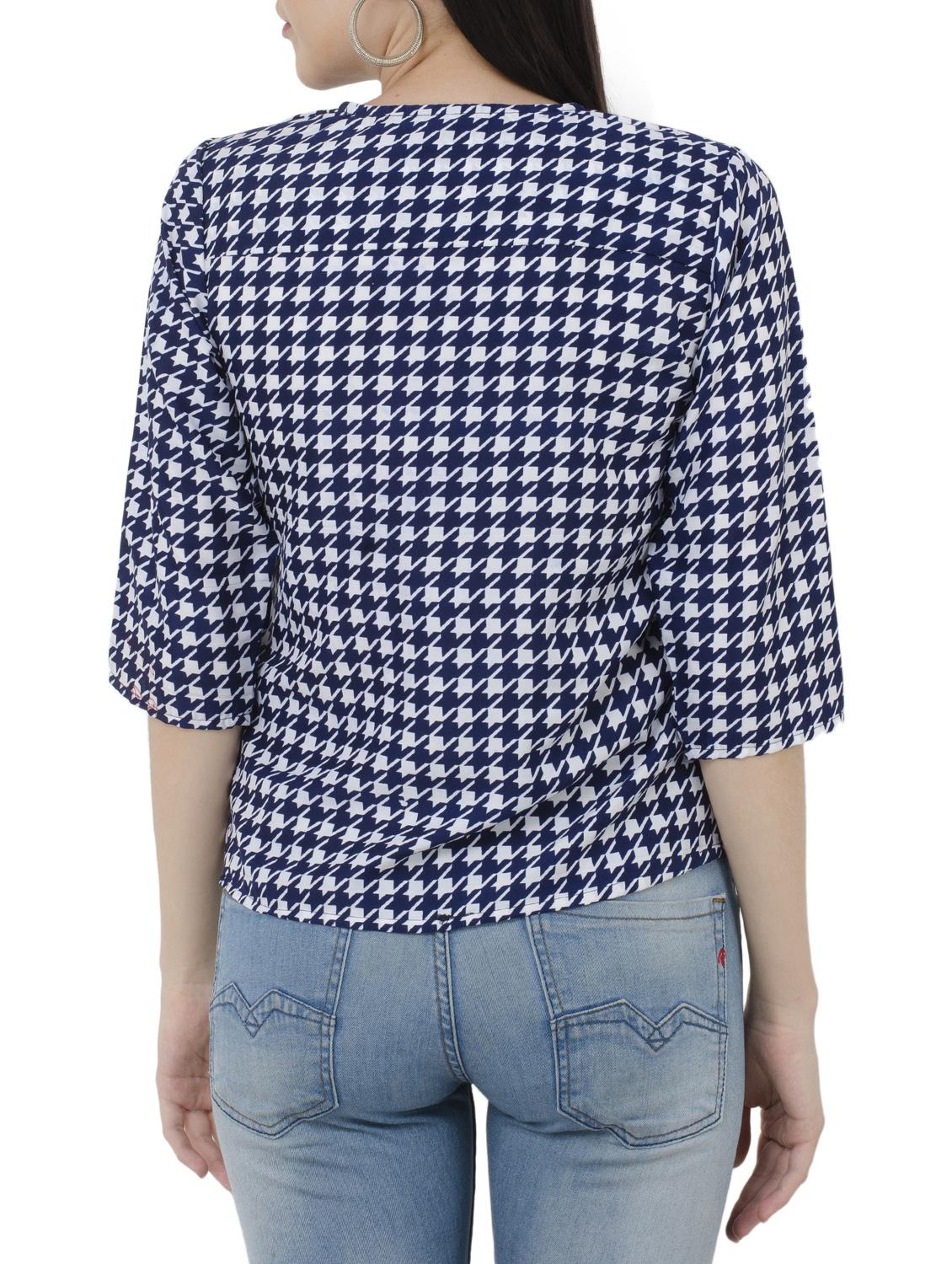 blue houndstooth print top - 15228540 - Zoom Image - 2