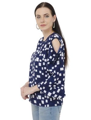 navy blue printed top - 15228546 - Standard Image - 2