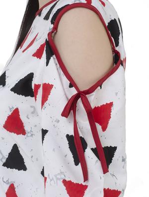 white printed cold shoulder top - 15228548 - Standard Image - 4