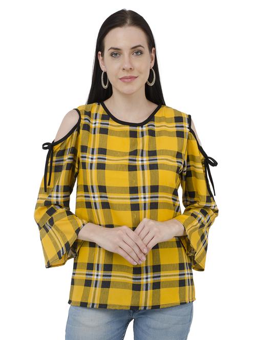 yellow checkered top - 15228552 - Standard Image - 1