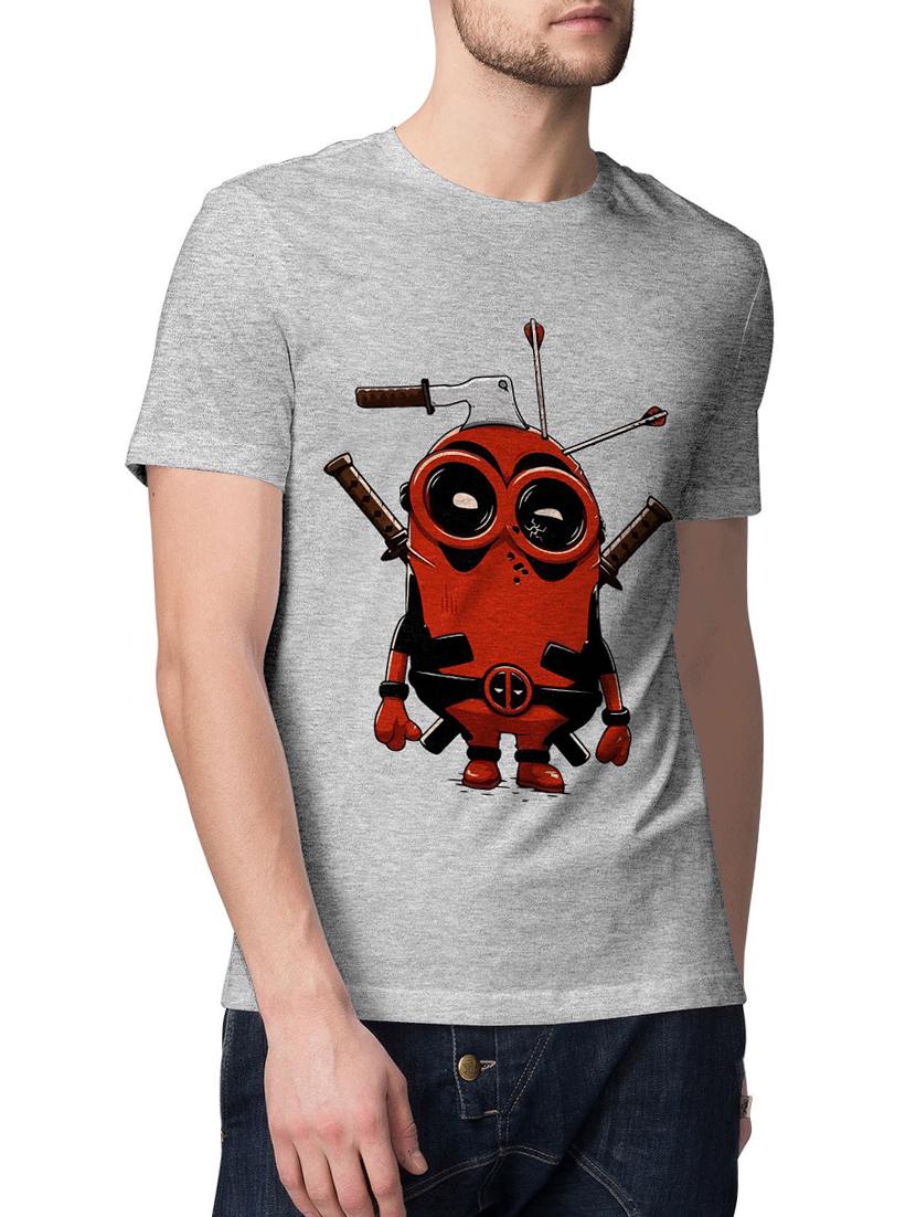 grey cotton blend front print tshirt - 15229047 - Zoom Image - 1