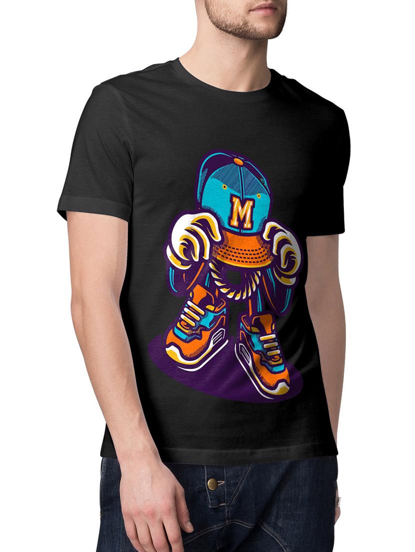 black cotton blend front print tshirt - 15229070 - Zoom Image - 1
