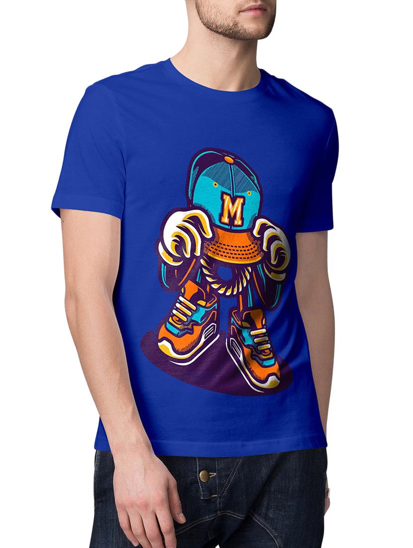 blue cotton blend front print tshirt - 15229072 - Zoom Image - 1