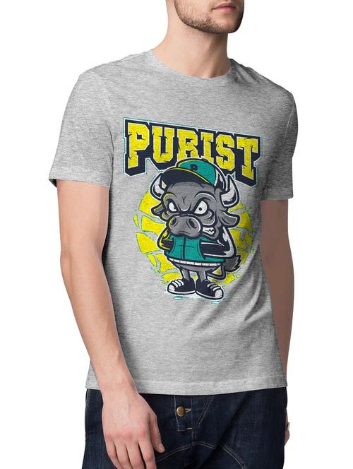 grey cotton blend chest print t-shirt - 15229150 - Very Small Image - 1