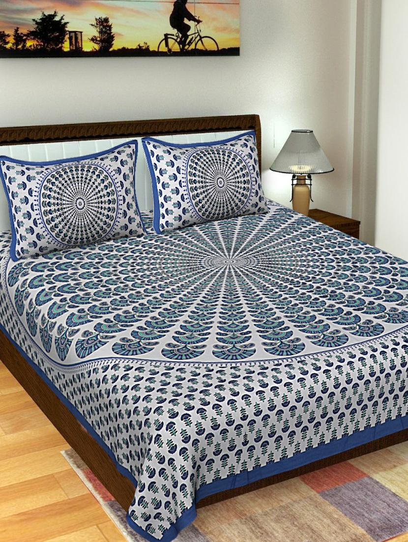 cotton double bedsheet with 2 zipper pillow covers - 15229542 - Zoom Image - 1
