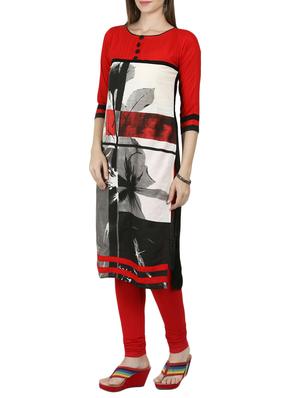 red viscose straight kurta - 15229755 - Standard Image - 2