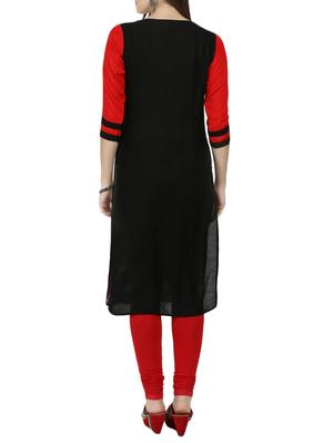 red viscose straight kurta - 15229755 - Standard Image - 3