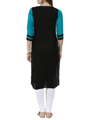 blue viscose straight kurta - 15229758 - Standard Image - 2