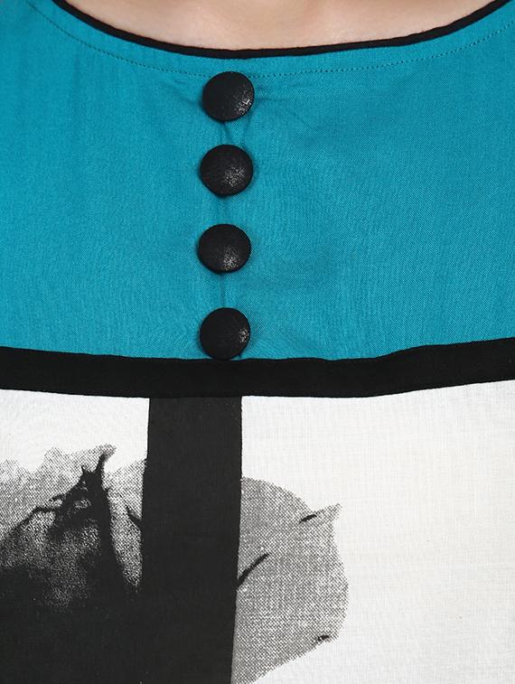 blue viscose straight kurta - 15229758 - Zoom Image - 3