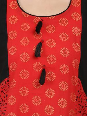 red cotton straight kurta - 15229760 - Standard Image - 3