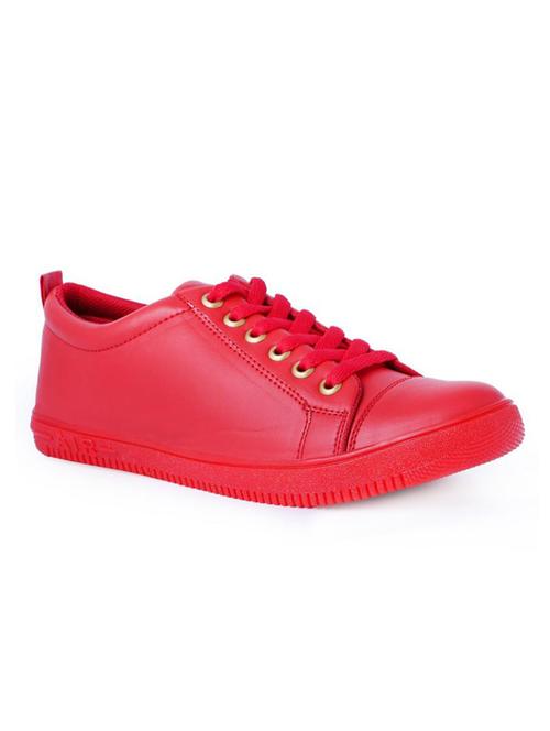 red leatherette lace up sneaker - 15229883 - Standard Image - 1