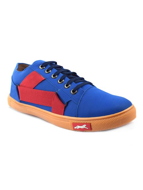 blue leatherette lace up sneaker - 15229973 - Standard Image - 1