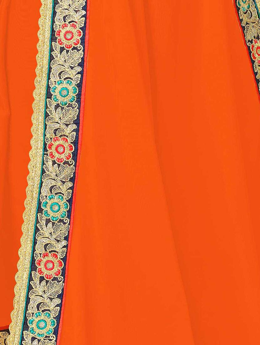 orange georgette bordered saree with blouse - 15230388 - Zoom Image - 5