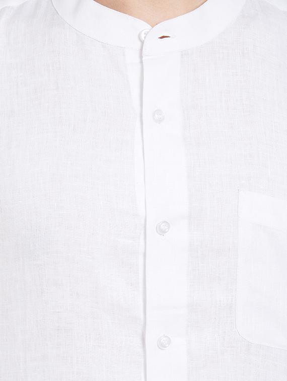 white linen casual shirt - 15230713 - Zoom Image - 4