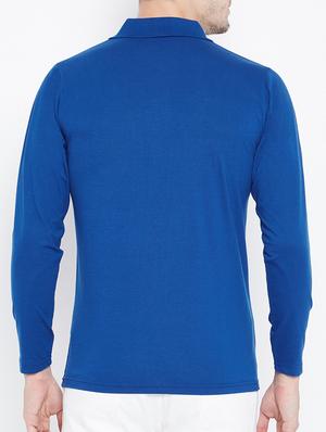 blue solid polo t-shirt - 15230739 - Standard Image - 3