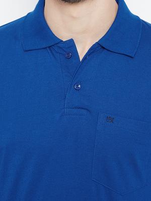 blue solid polo t-shirt - 15230739 - Standard Image - 4