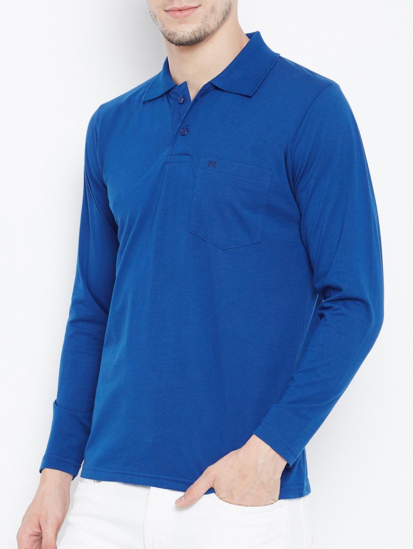 blue solid polo t-shirt - 15230739 - Zoom Image - 2