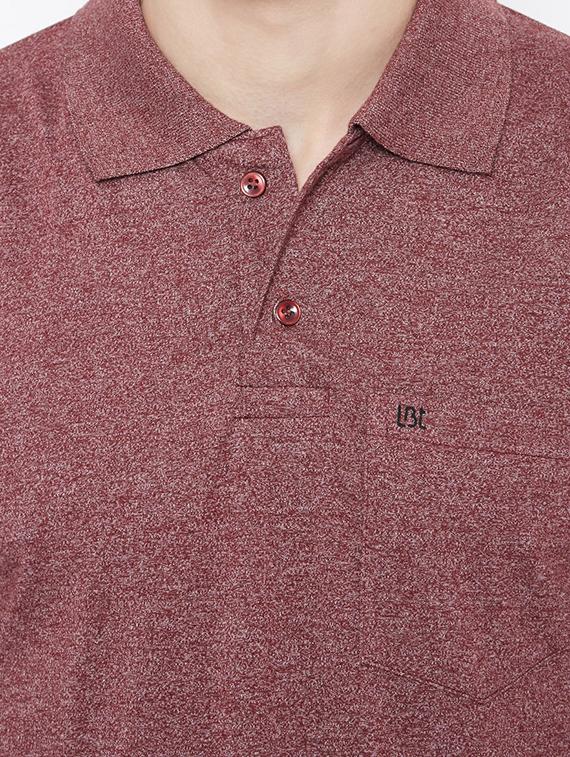 maroon cotton pocket t-shirt - 15230813 - Zoom Image - 4