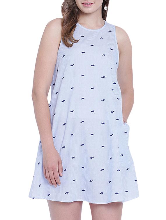 embroidered striped a-line dress - 15230960 - Zoom Image - 1