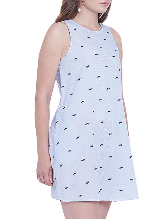 embroidered striped a-line dress - 15230960 - Zoom Image - 2