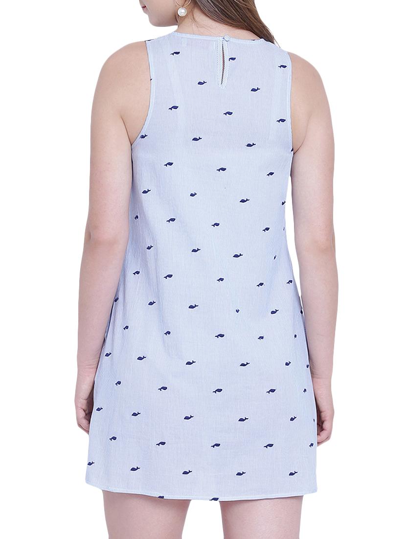 embroidered striped a-line dress - 15230960 - Zoom Image - 3