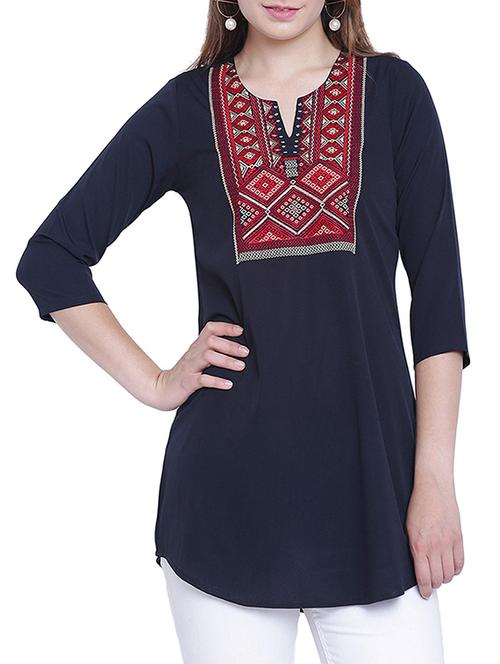 embroidered neckline tunic - 15230974 - Standard Image - 1