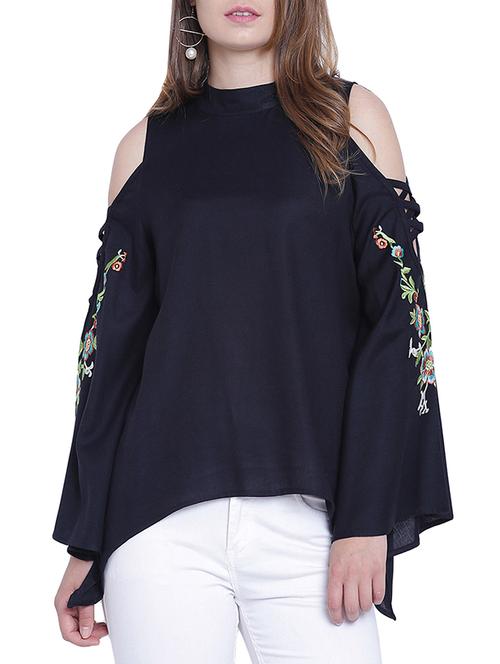 cold bell sleeved embroidered top - 15230976 - Standard Image - 1