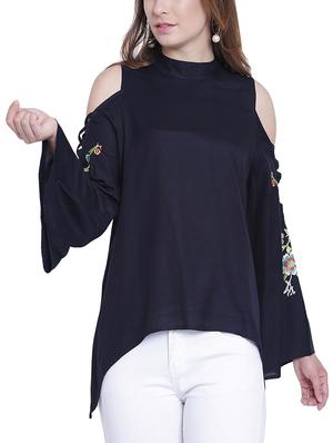 cold bell sleeved embroidered top - 15230976 - Standard Image - 2