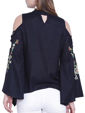 cold bell sleeved embroidered top - 15230976 - Standard Image - 3