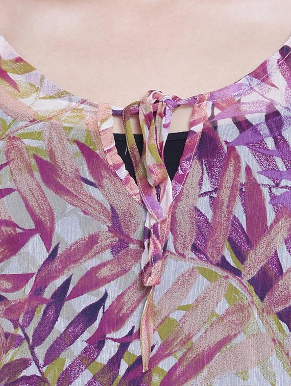 leaf print flute sleeved top - 15230977 - Zoom Image - 4