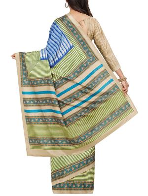 blue silk tussar saree with blouse - 15231006 - Standard Image - 2