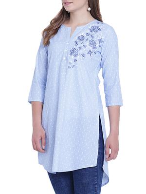 high low embroidered printed tunic - 15231011 - Standard Image - 2