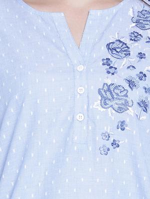 high low embroidered printed tunic - 15231011 - Standard Image - 4