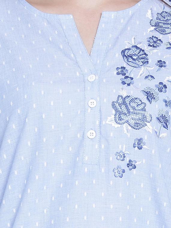 high low embroidered printed tunic - 15231011 - Zoom Image - 4