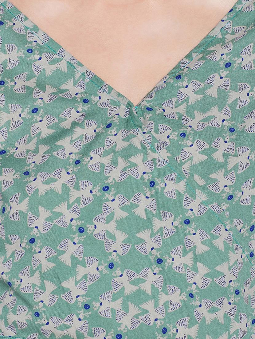 green printed rayon crop top - 15231250 - Zoom Image - 4