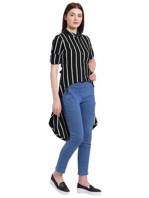black striped jersey high-low tunic - 15231269 - Standard Image - 2