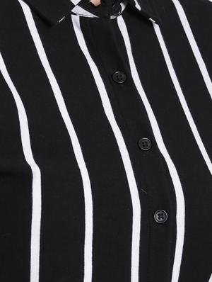 black striped jersey high-low tunic - 15231269 - Standard Image - 4