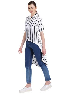 white striped jersey high-low tunic - 15231270 - Standard Image - 2