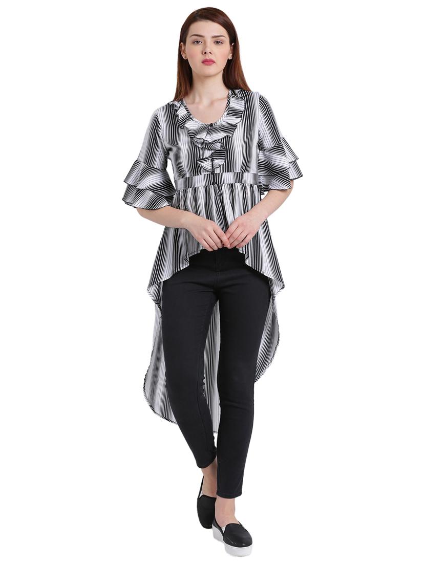 white striped high-low tunic - 15231273 - Zoom Image - 1