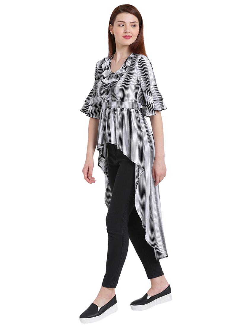 white striped high-low tunic - 15231273 - Zoom Image - 2