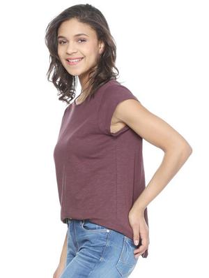 solid purple cotton tee - 15231290 - Standard Image - 2