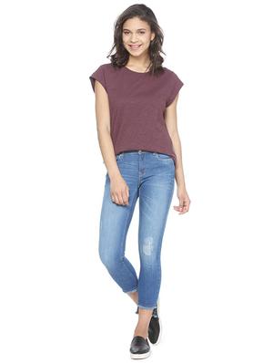 solid purple cotton tee - 15231290 - Standard Image - 4