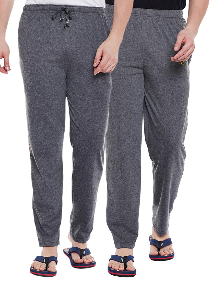 grey cotton full length track pant - 15231755 - Zoom Image - 1