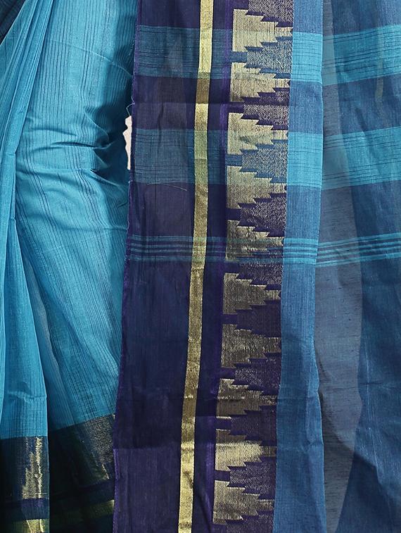 sky blue cotton silk tant saree - 15231981 - Zoom Image - 2