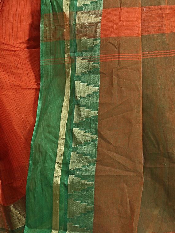 orange cotton tant saree - 15231983 - Zoom Image - 2