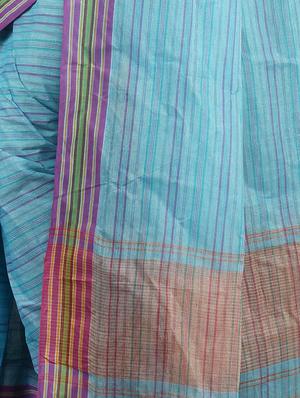 sky blue cotton tant saree - 15232006 - Standard Image - 2