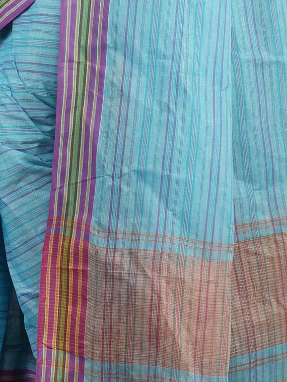 sky blue cotton tant saree - 15232006 - Zoom Image - 2
